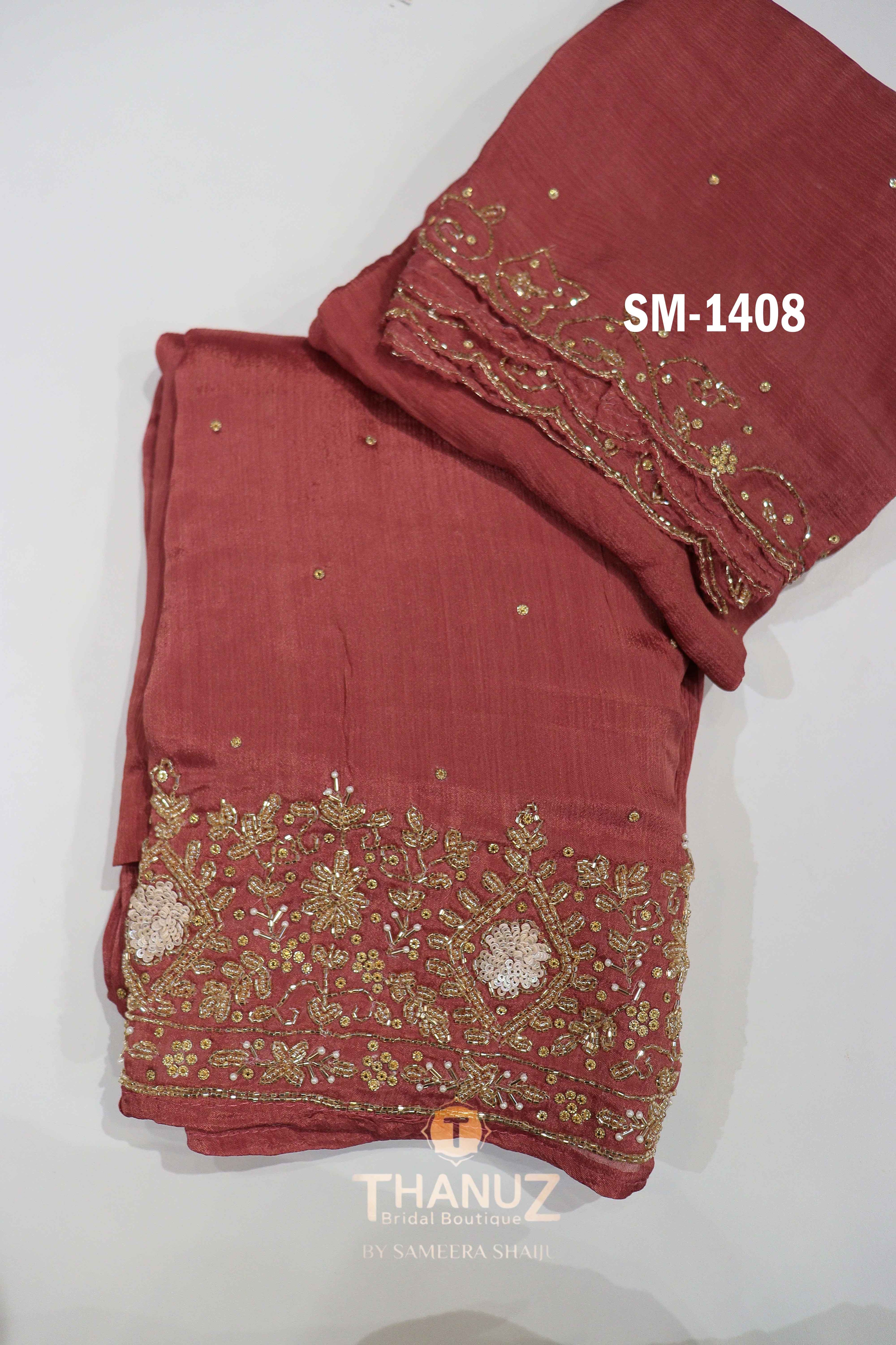 SM-1408 Hand-Embroidered Chinnon Salwar Set