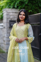 Lime green and sky blue ensemble radiates breezy elegance CS2006