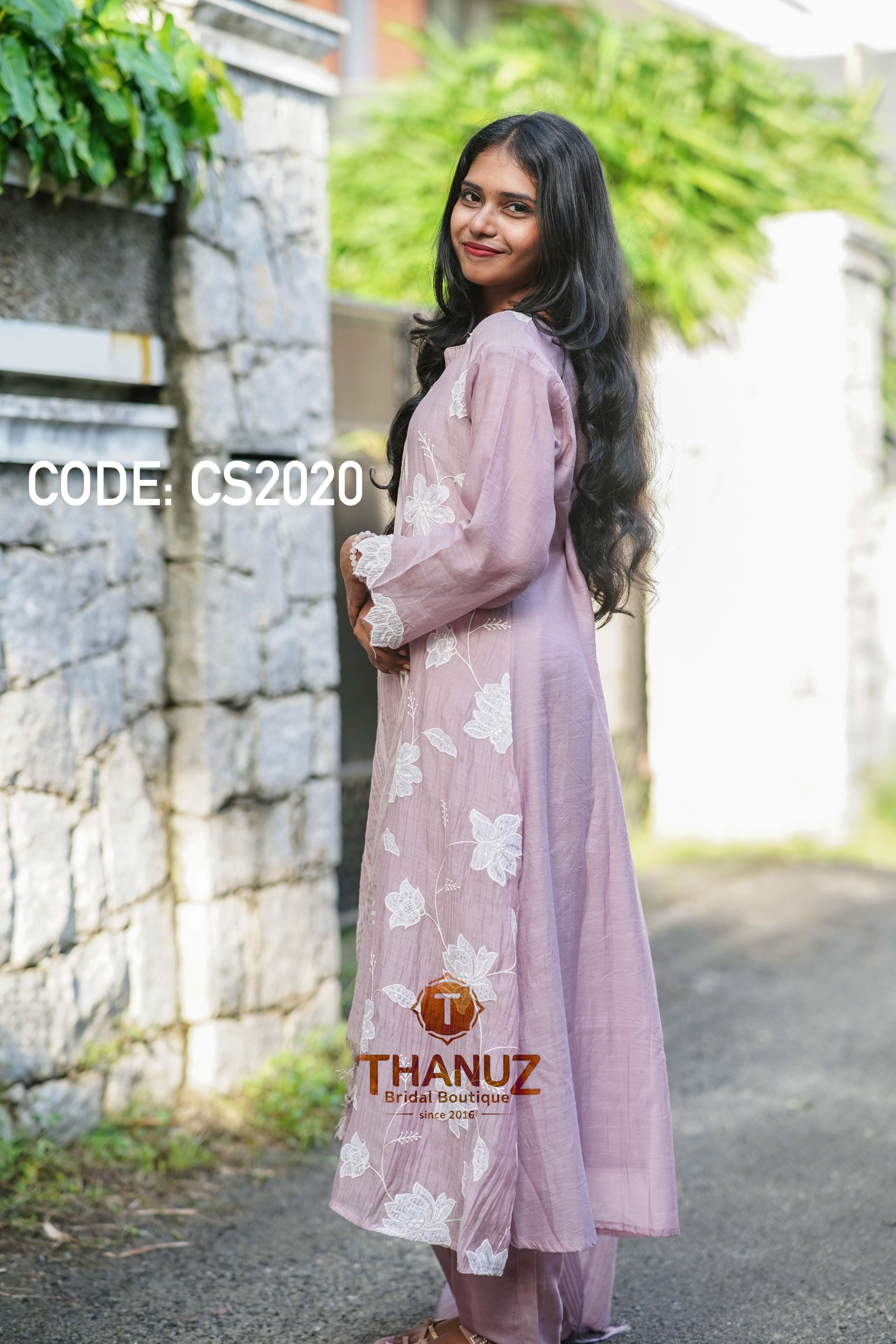 Soft Lilac Elegance – Mal Chanderi Set (Code CS2020)