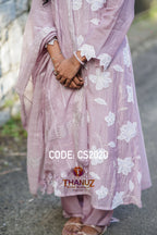 Soft Lilac Elegance – Mal Chanderi Set (Code CS2020)