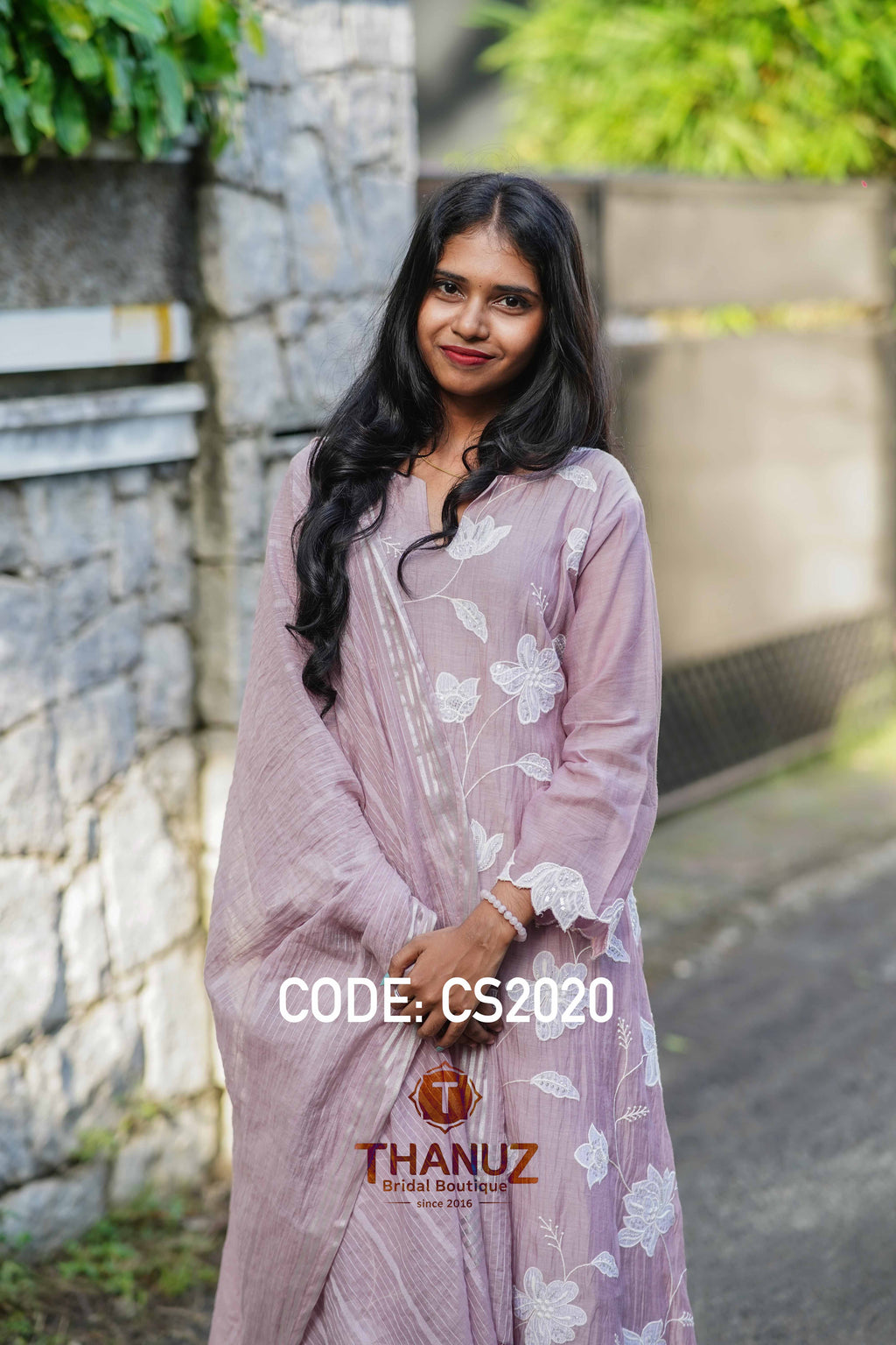 Soft Lilac Elegance – Mal Chanderi Set (Code CS2020)