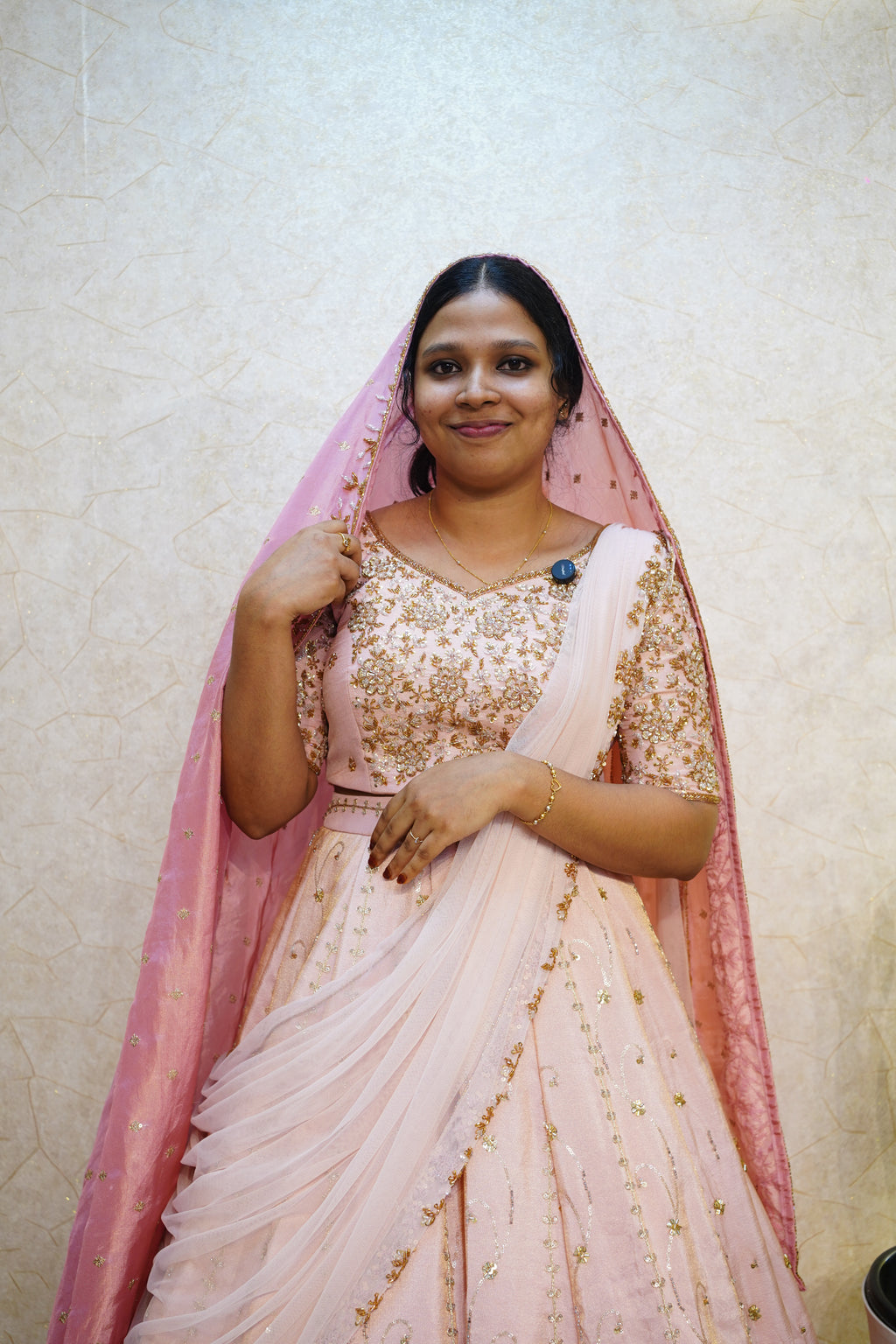 Customised Bridal Lehenga – Tissue Elegance with Dual Dupatta