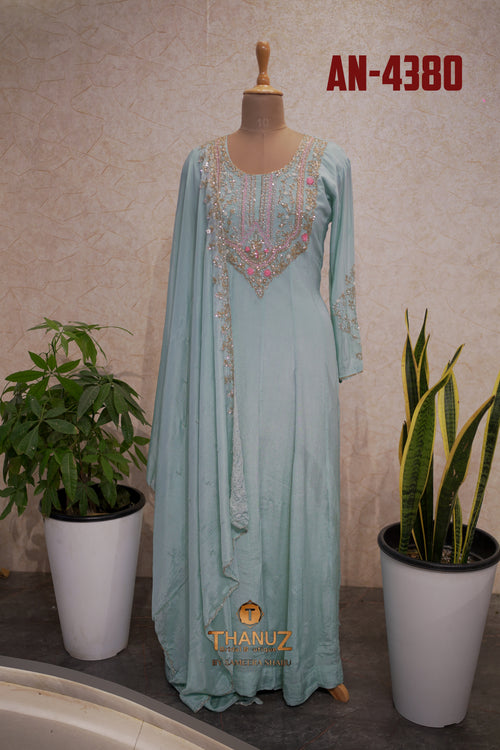 Beautiful Chinnon material Anarkali suits design code AN-4380.
