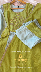 Lime green and sky blue ensemble radiates breezy elegance CS2006
