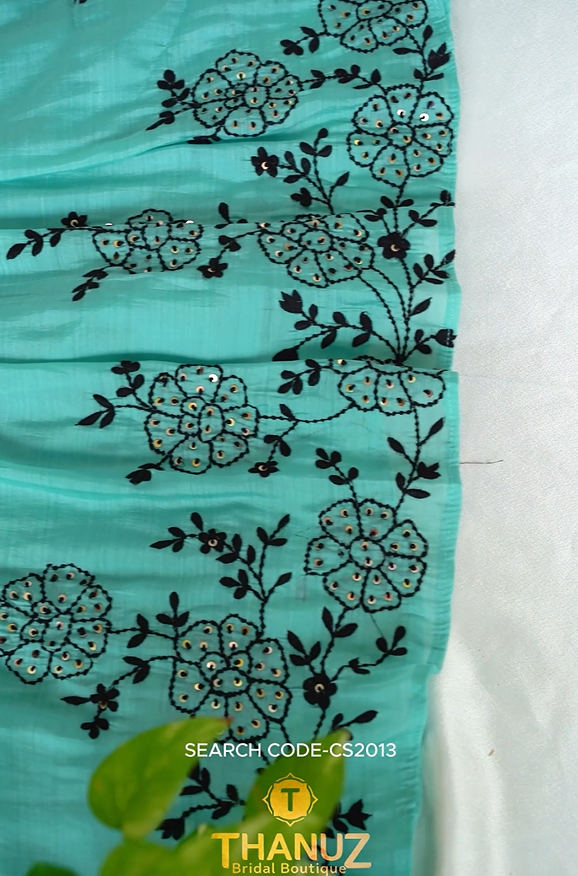 Aqua Blue Embroidered Kurta Set – Code CS2013