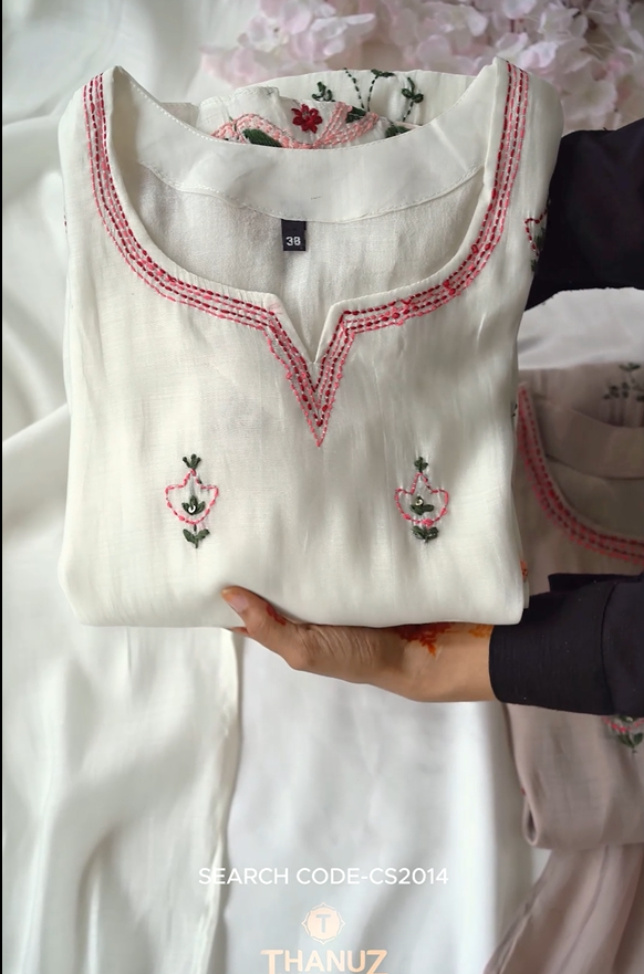 Mal Chanderi Embroidered Kurta Set – Code CS2014