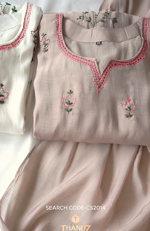 Mal Chanderi Embroidered Kurta Set – Code CS2014