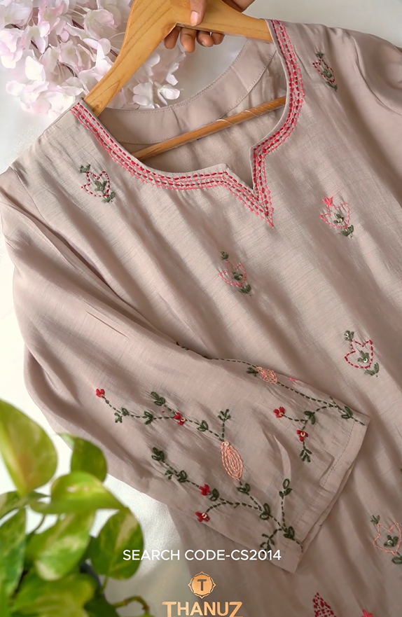 Mal Chanderi Embroidered Kurta Set – Code CS2014