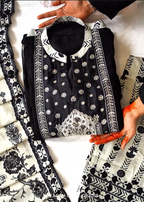 Black & Ivory Mal Chanderi Set – Code CS2018