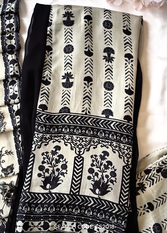 Black & Ivory Mal Chanderi Set – Code CS2018