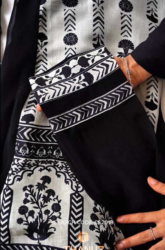 Black & Ivory Mal Chanderi Set – Code CS2018
