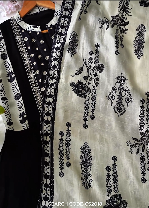 Black & Ivory Mal Chanderi Set – Code CS2018