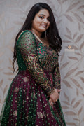 Emerald Green and Magenta Bridal Gown - Heavy Zari Work Designer Outfit