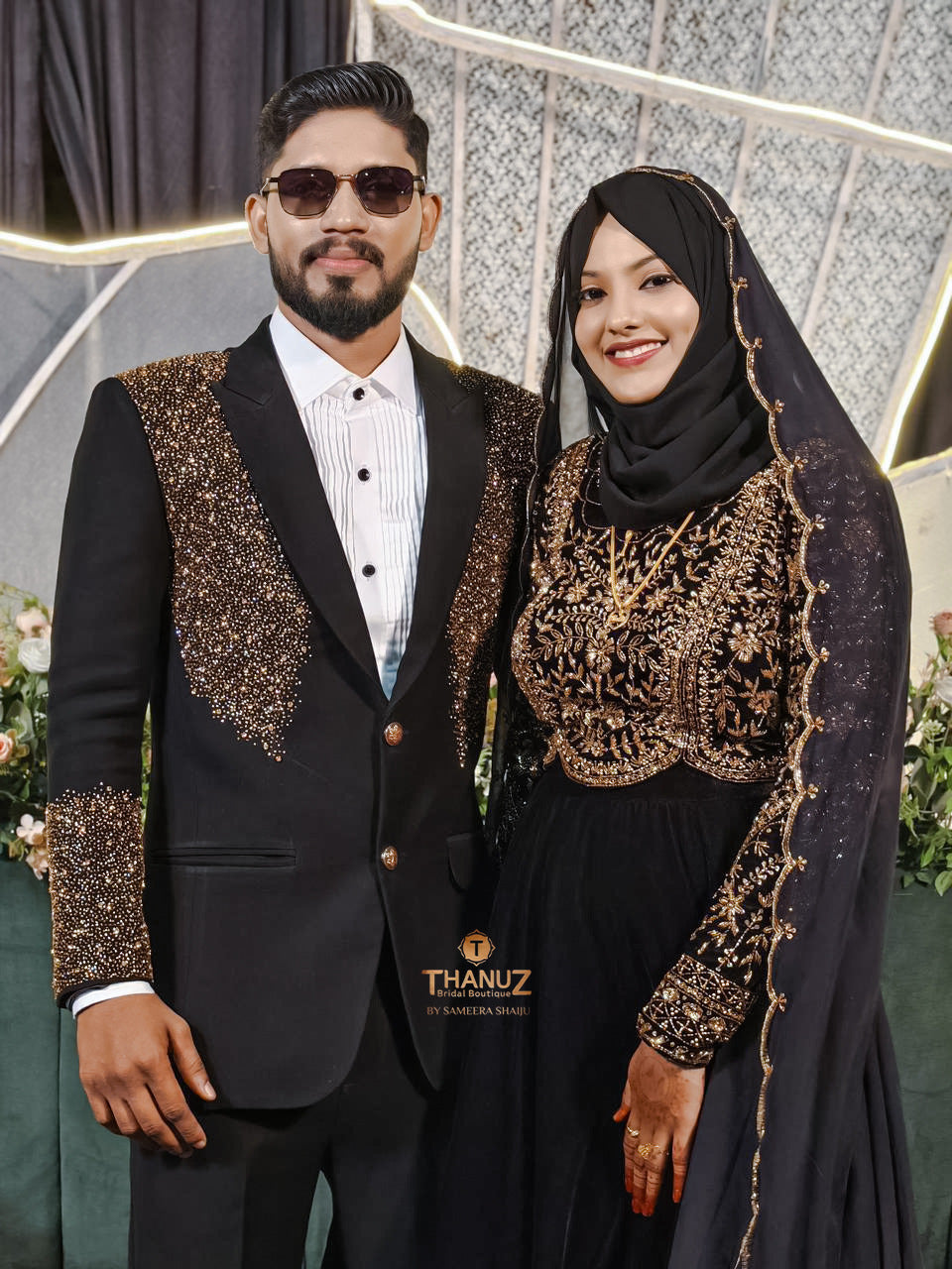 Luxury Midnight Black Velvet Lehenga with Antique Gold Zardosi Work