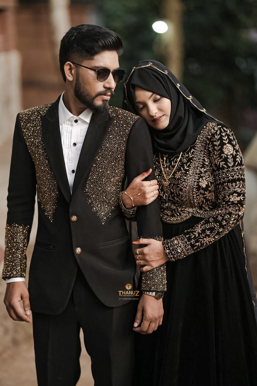 Luxury Midnight Black Velvet Lehenga with Antique Gold Zardosi Work