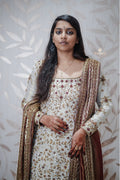 Elegant Ivory White Salwar Suit with Maroon Heavy-Border Dupatta