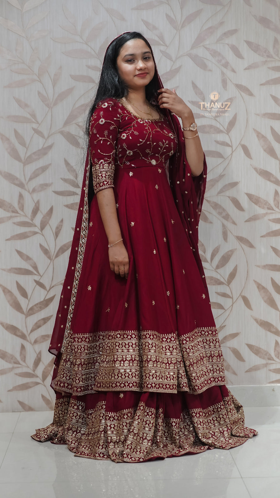 Maroon Bridal Arabic Gown