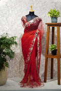 Floral Border Shimmer Saree