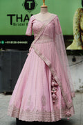 Blush Pink Silk Lehenga with Silver Embroidery