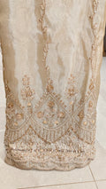 Champagne Gold Shimmer Designer Fabric with Floral Sequin Vines