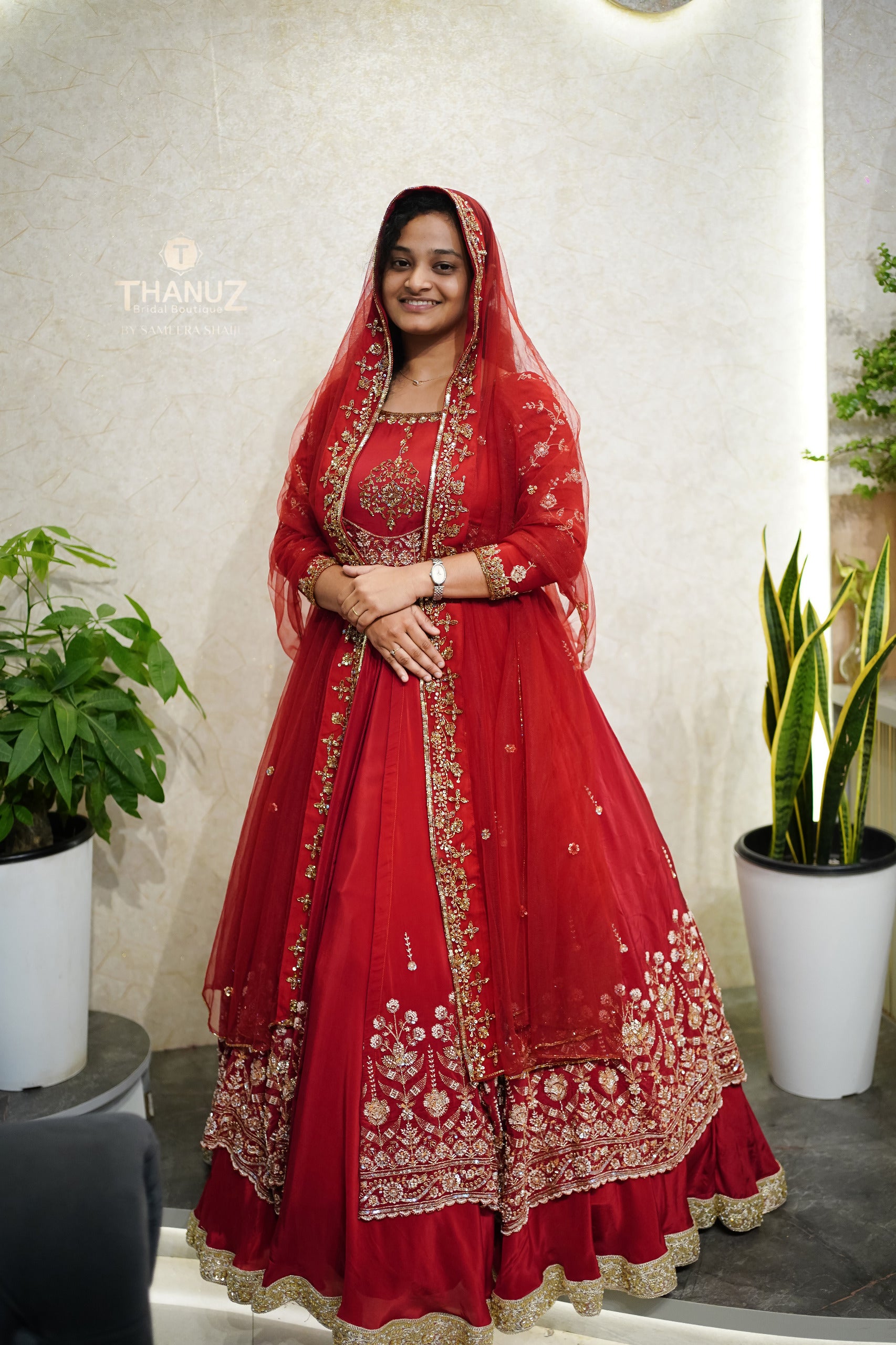 Crimson Elegance: The Royal Zardozi & Sequin Bridal Anarkali-Lehenga