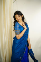 💙 Royal Sapphire Draped Lehenga-Saree