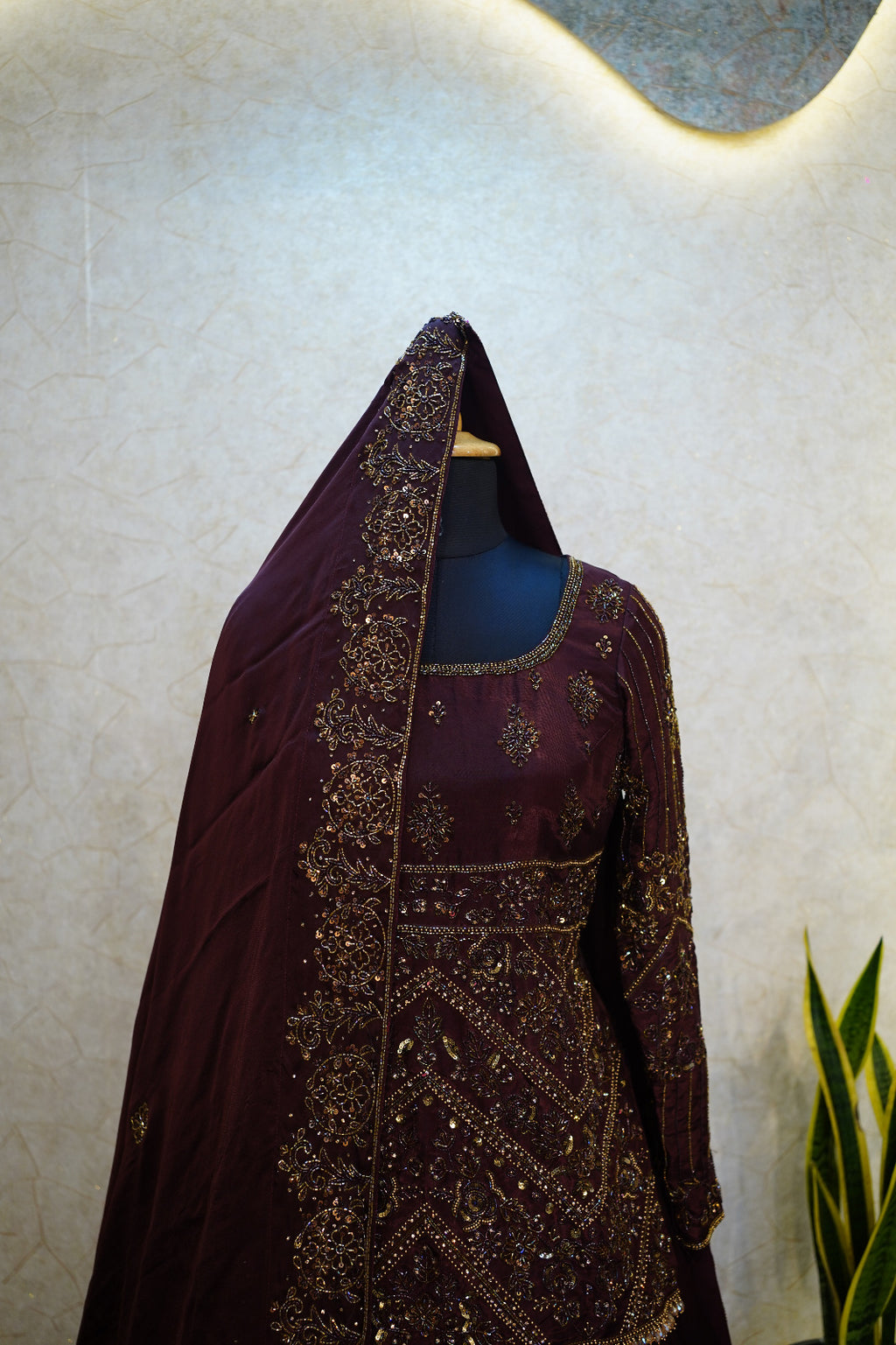 Deep Wine Embroidered Lehenga Set
