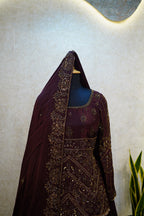 Deep Wine Embroidered Lehenga Set