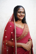 🌹 Crimson Heritage Saree Ensemble