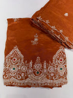 Elegant Hand-Embroidered Festive Silk Suit Material Set dress code 1551