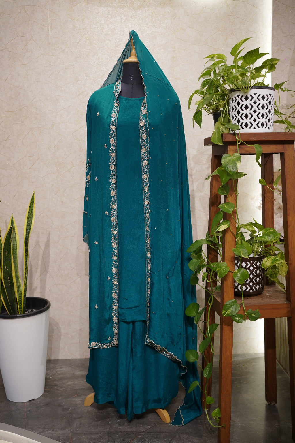 Elegant Embroidered Palazzo Suit Set Code: 4399