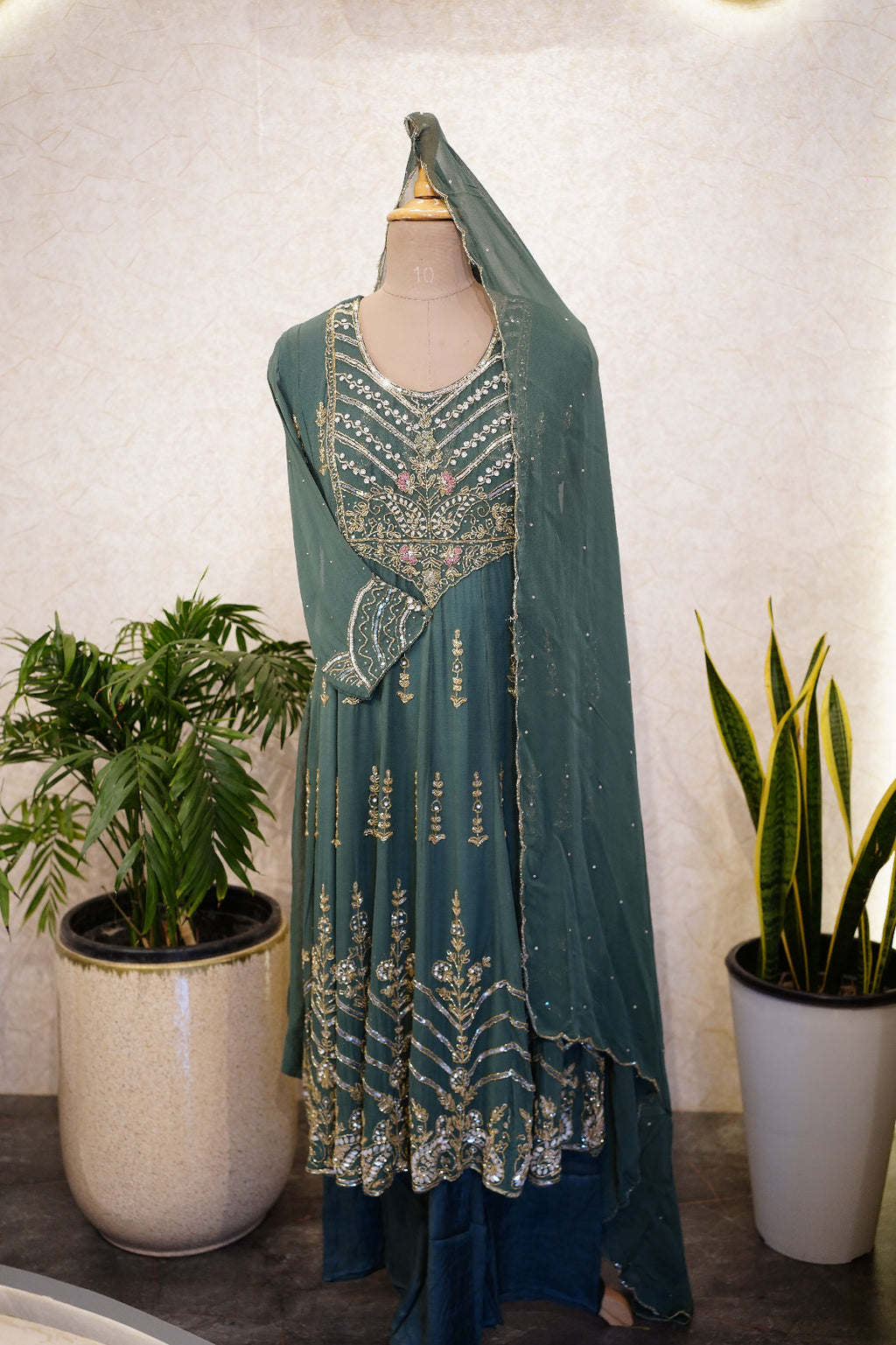 Heavily Embroidered Anarkali Kurta Set with Dupatta code 4388
