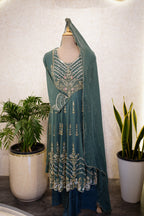 Heavily Embroidered Anarkali Kurta Set with Dupatta code 4388