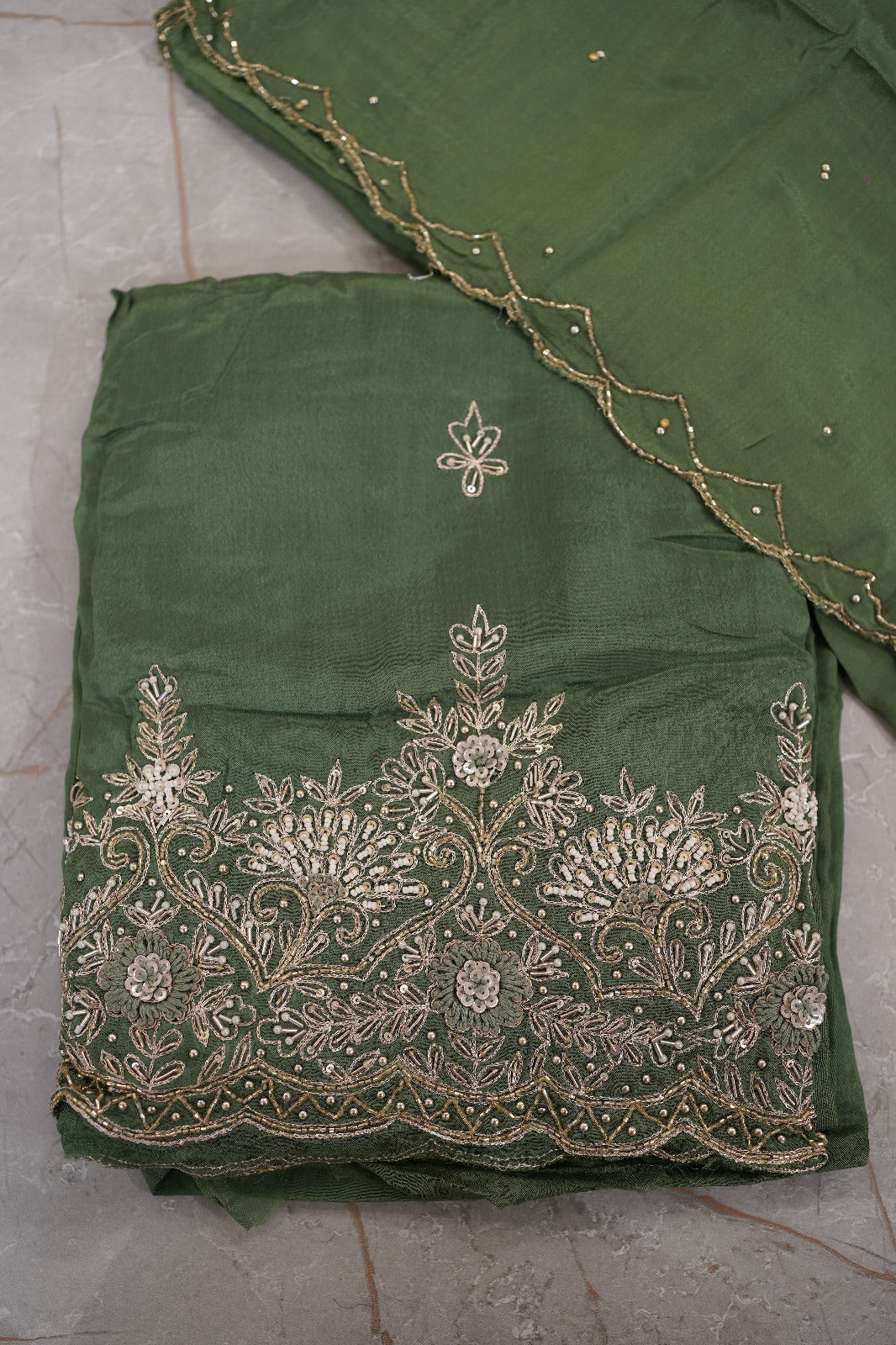 Georgette Salwar Suit Material with Scalloped Dupatta code 1556