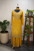 🏷️ Embellished Straight Kurta & Sharara Set with Matching Dupatta - 4412