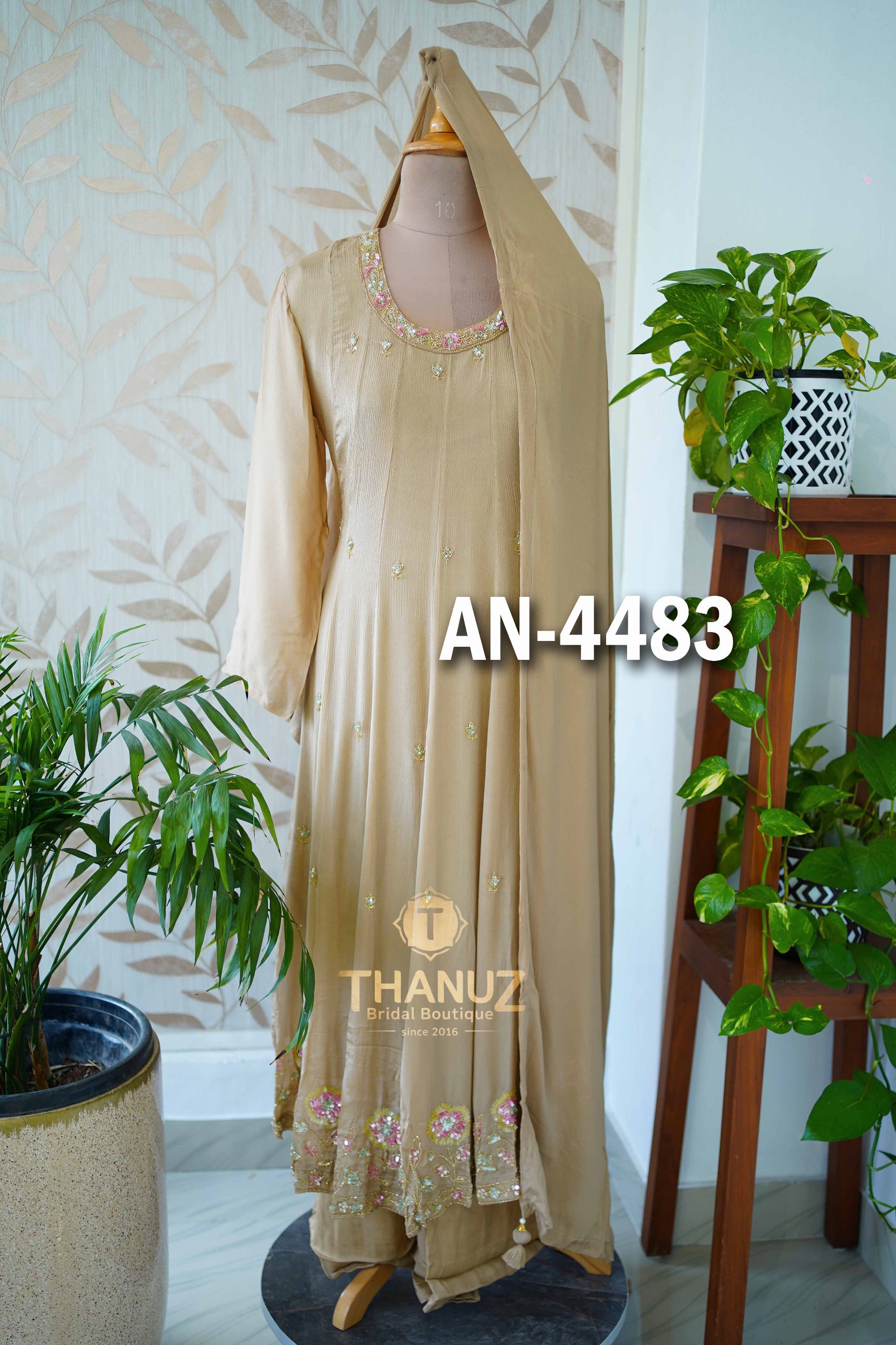 Chinnon material Anarkali dress sets, product code AN-4483