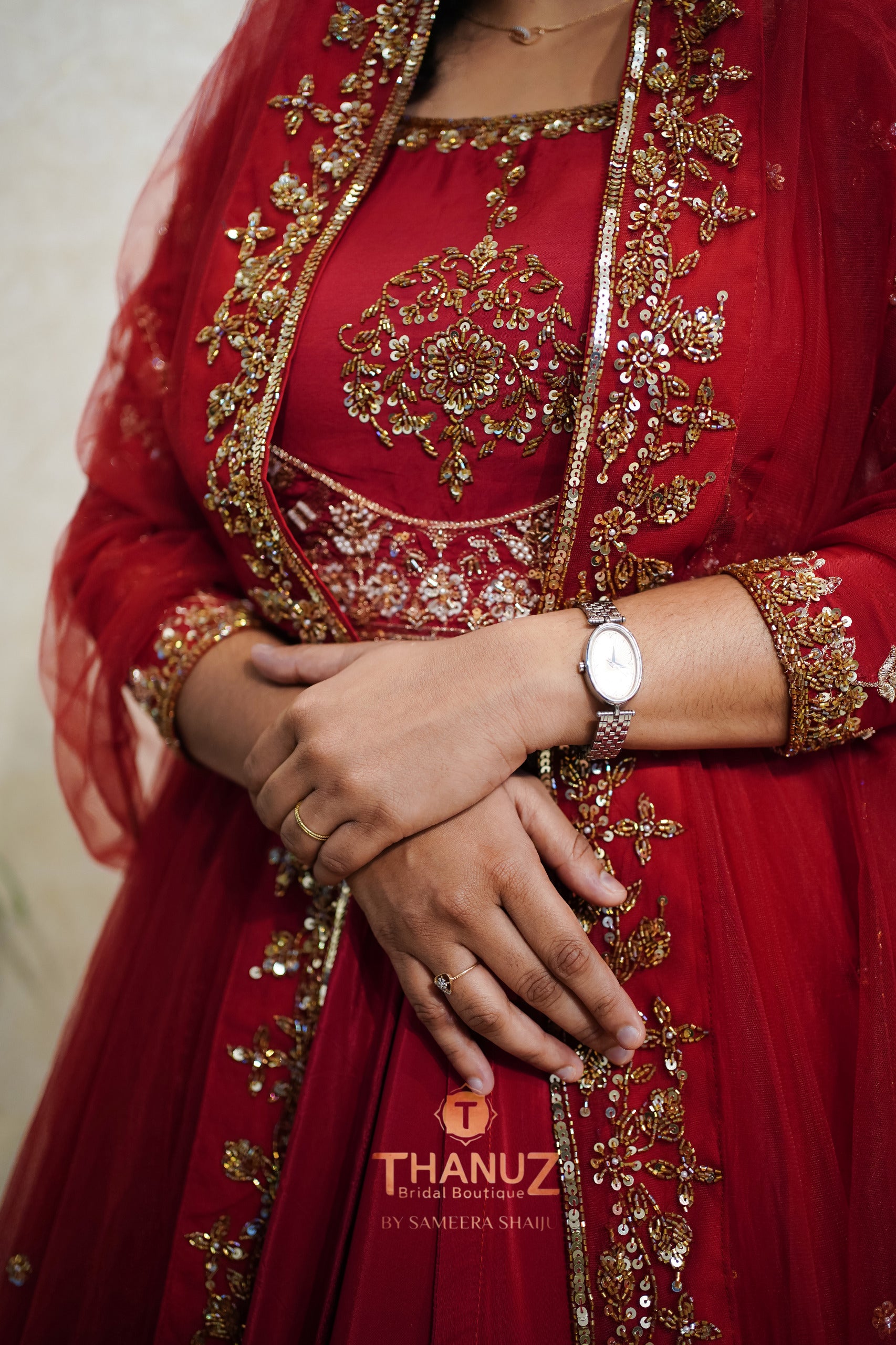 Crimson Elegance: The Royal Zardozi & Sequin Bridal Anarkali-Lehenga