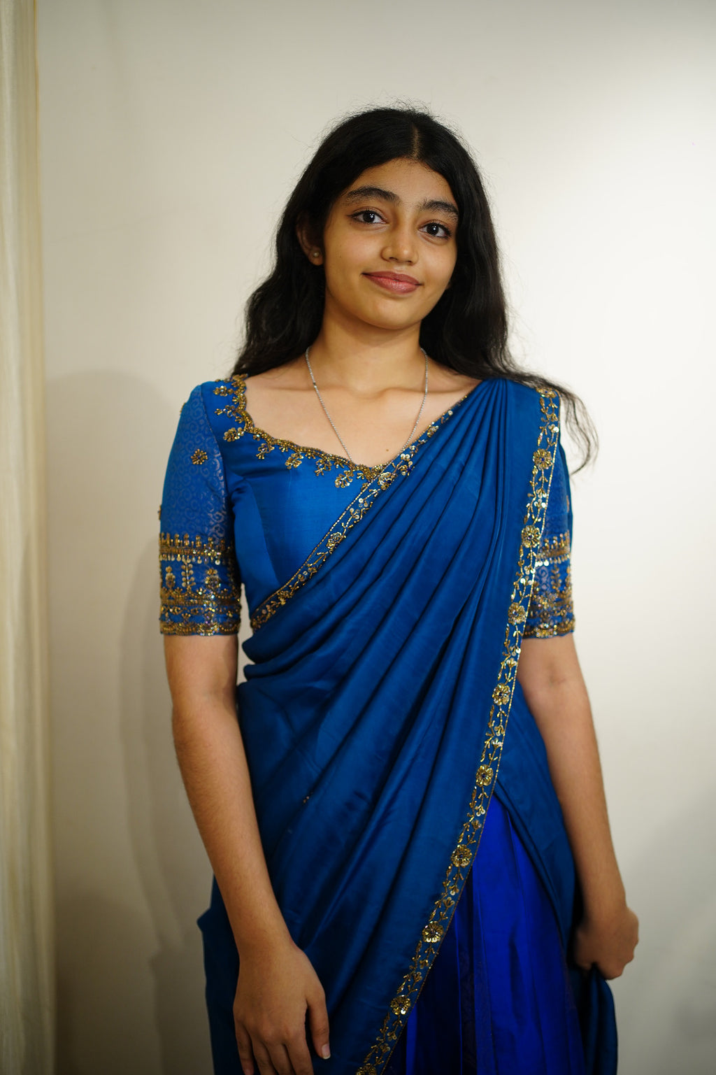 💙 Royal Sapphire Draped Lehenga-Saree