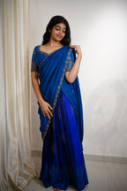 💙 Royal Sapphire Draped Lehenga-Saree