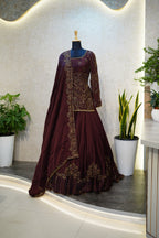 Deep Wine Embroidered Lehenga Set