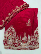 Elegant Hand-Embroidered Festive Silk Suit Material Set dress code 1551