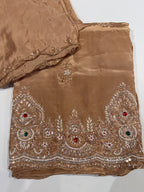 Elegant Hand-Embroidered Festive Silk Suit Material Set dress code 1551