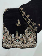 Elegant Hand-Embroidered Festive Silk Suit Material Set dress code 1551