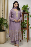 Elegant Lavender Georgette Anarkali Suit Set dress code 4459