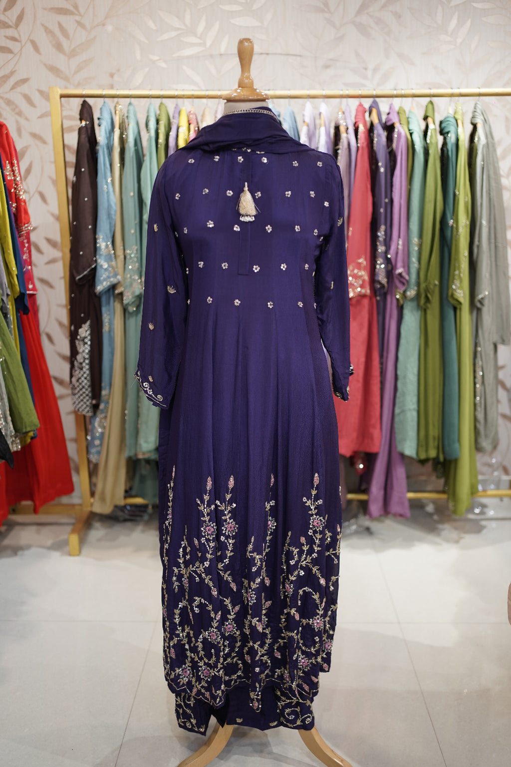 Embellished Georgette Anarkali Suit Set (Code: 4456)
