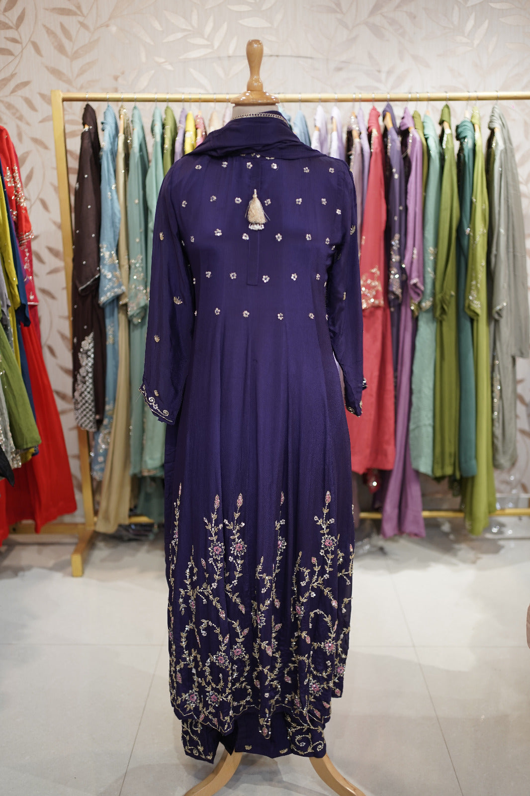 Embellished Georgette Anarkali Suit Set (Code: 4456)