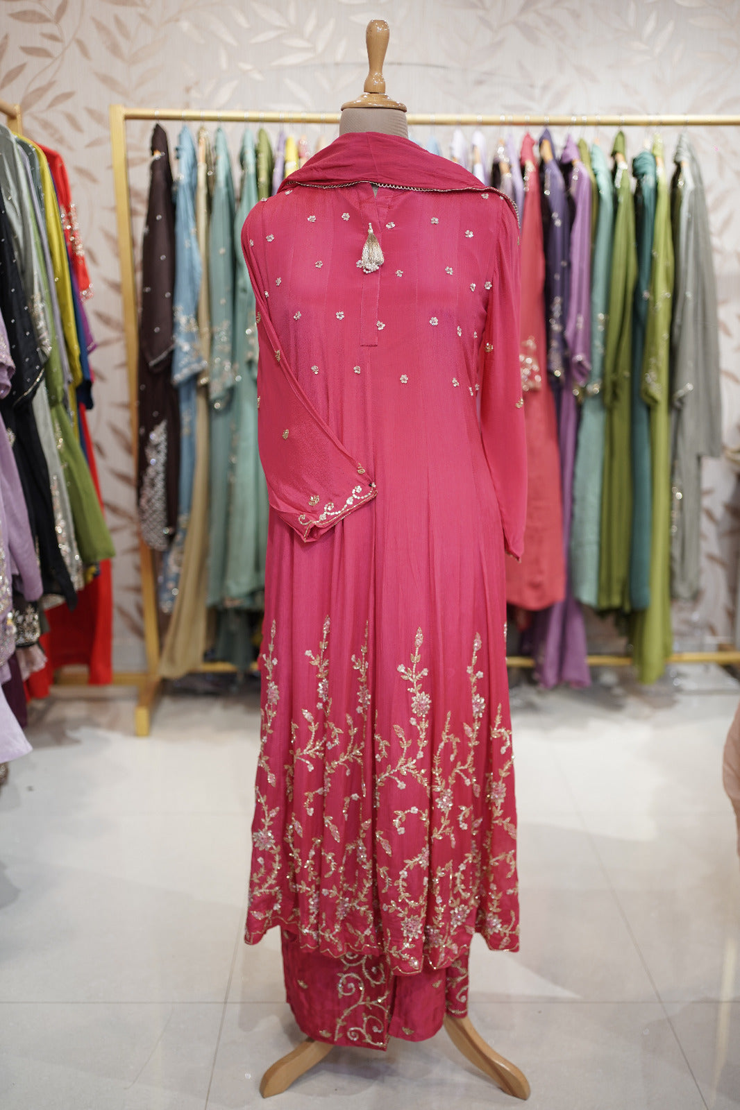 Embellished Georgette Anarkali Suit Set (Code: 4456)