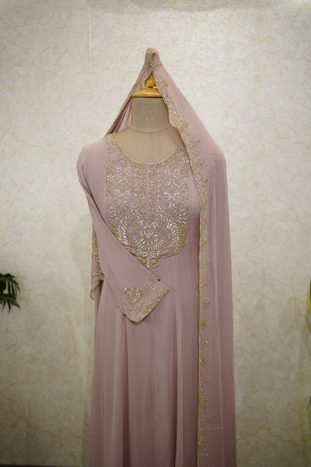 Georgette Embroidered Anarkali Set Code 4379