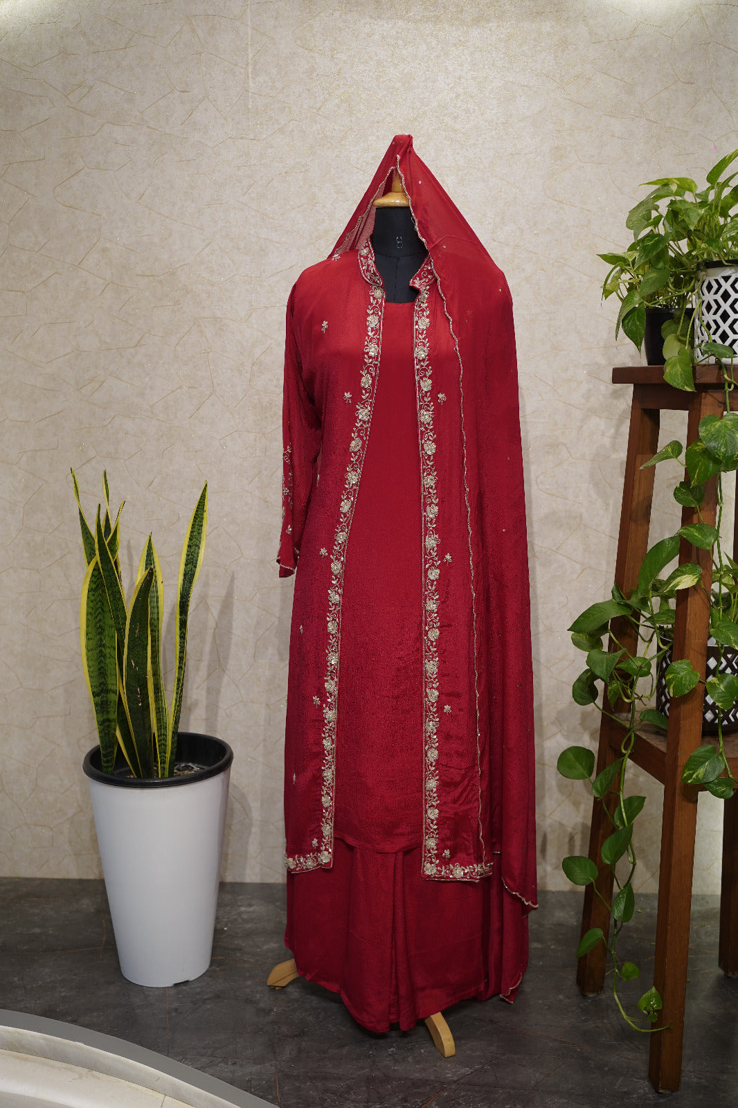 Elegant Embroidered Palazzo Suit Set Code: 4399