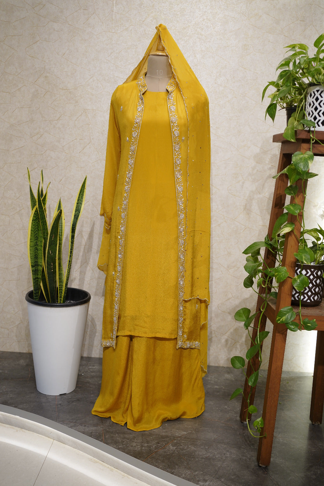 Elegant Embroidered Palazzo Suit Set Code: 4399